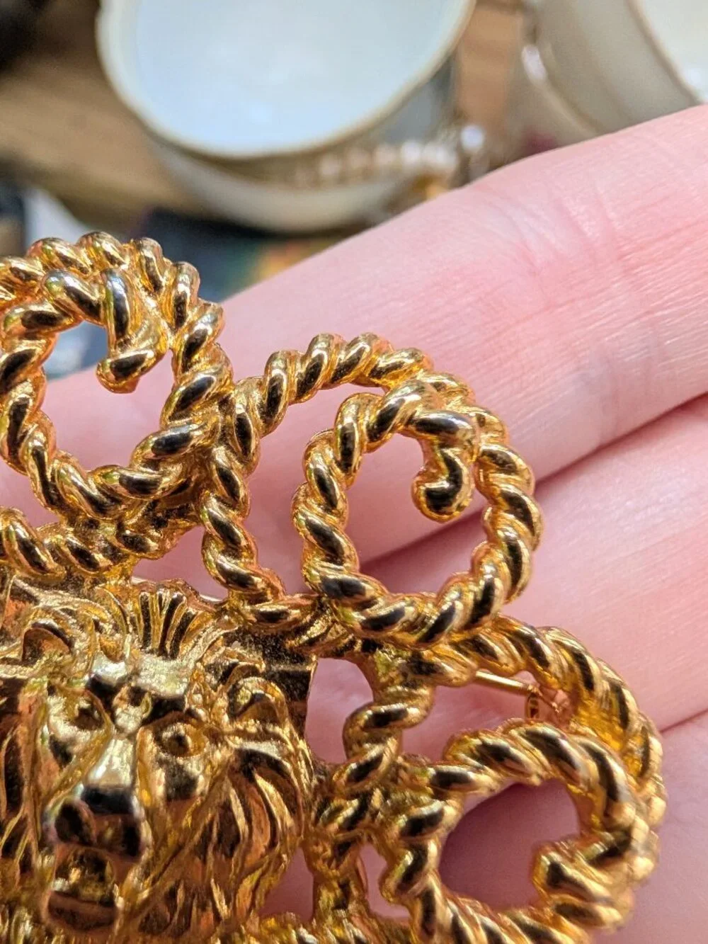 Vintage Anne Klein Lion Head Brooch